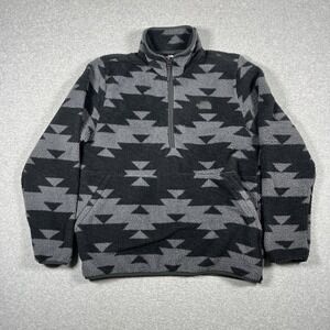 The North Face Jacket Mens Large Gray Fleece 1/4 Zip Aztec Pullover Tribal